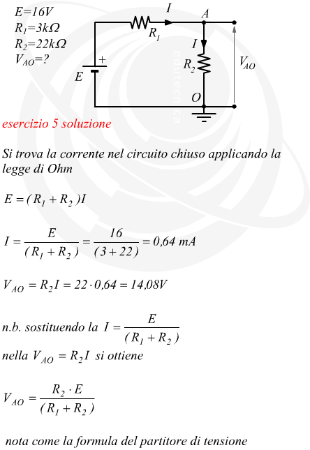 Esercizio partitore di tensione