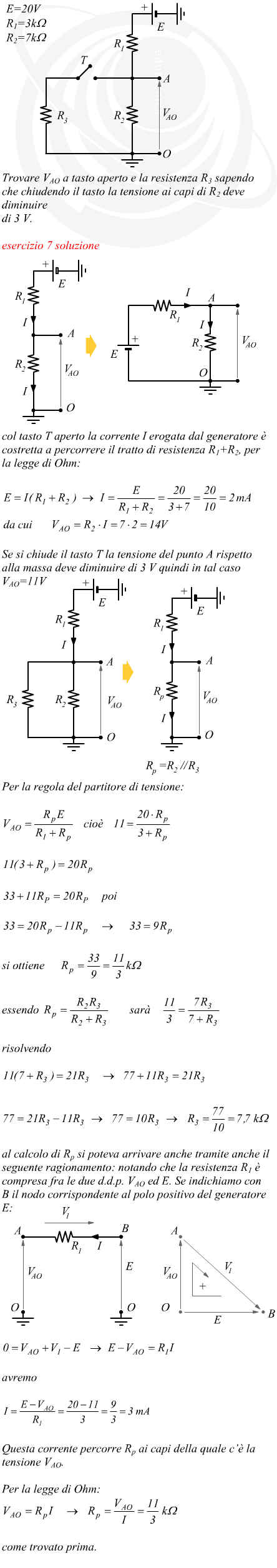 Doppio partitore di tensione con legge di Ohm