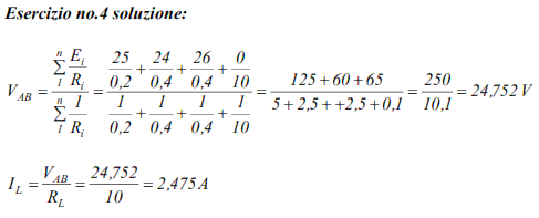Calcolo delle correnti in un circuito di quattro rami con tre generatori con teorema di Millman