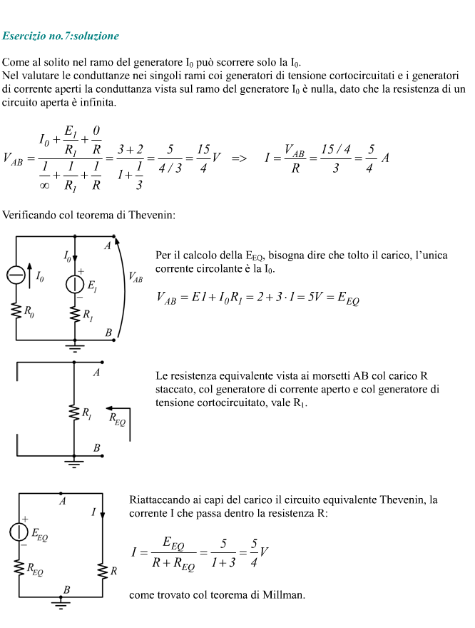 Teorema di Millman in circuito con un generatore di corrente ed un generatore di tensione