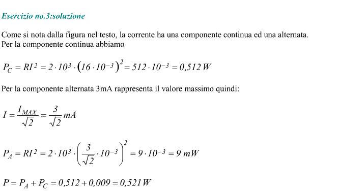 Potenza dissipata da una resistenza in alternata