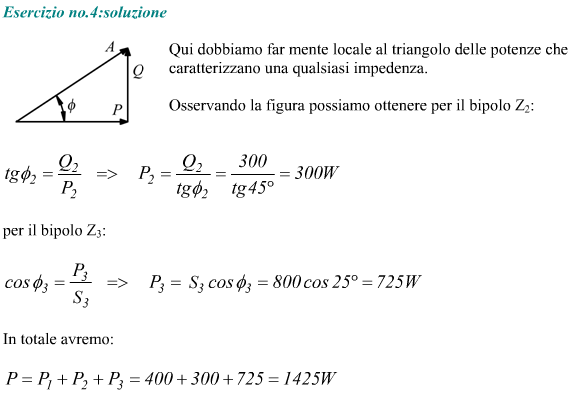 Potenza attiva totale di tre impedenze in serie