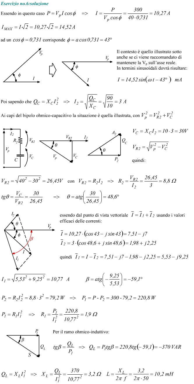 Correnti assorbite da due impedenze in parallelo note la potenza attiva e reattiva