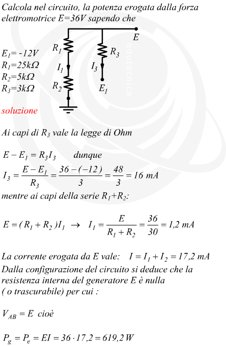 Potenza sviluppata da un generatore elettrico