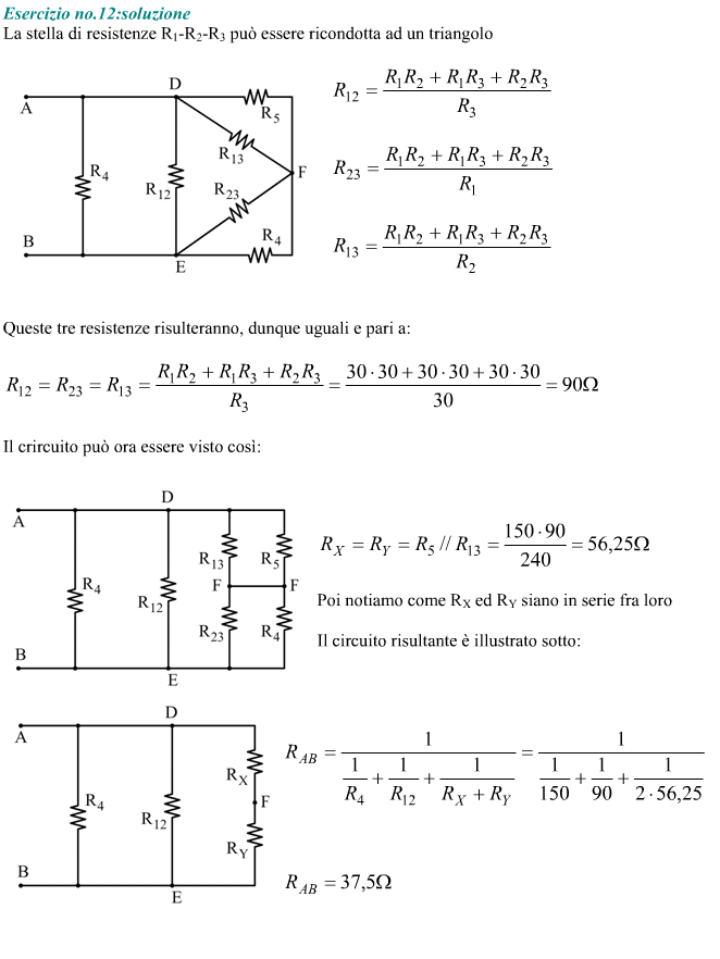 Esercizio resistenze stella - triangolo