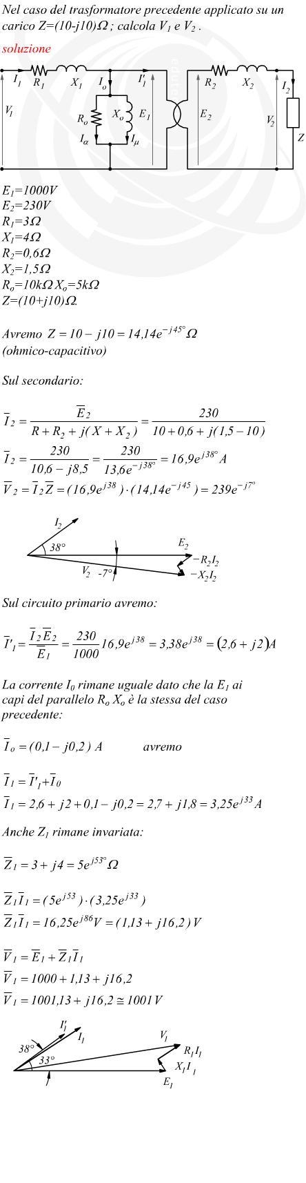 trasformatore tensione sul circuito primario e secondario