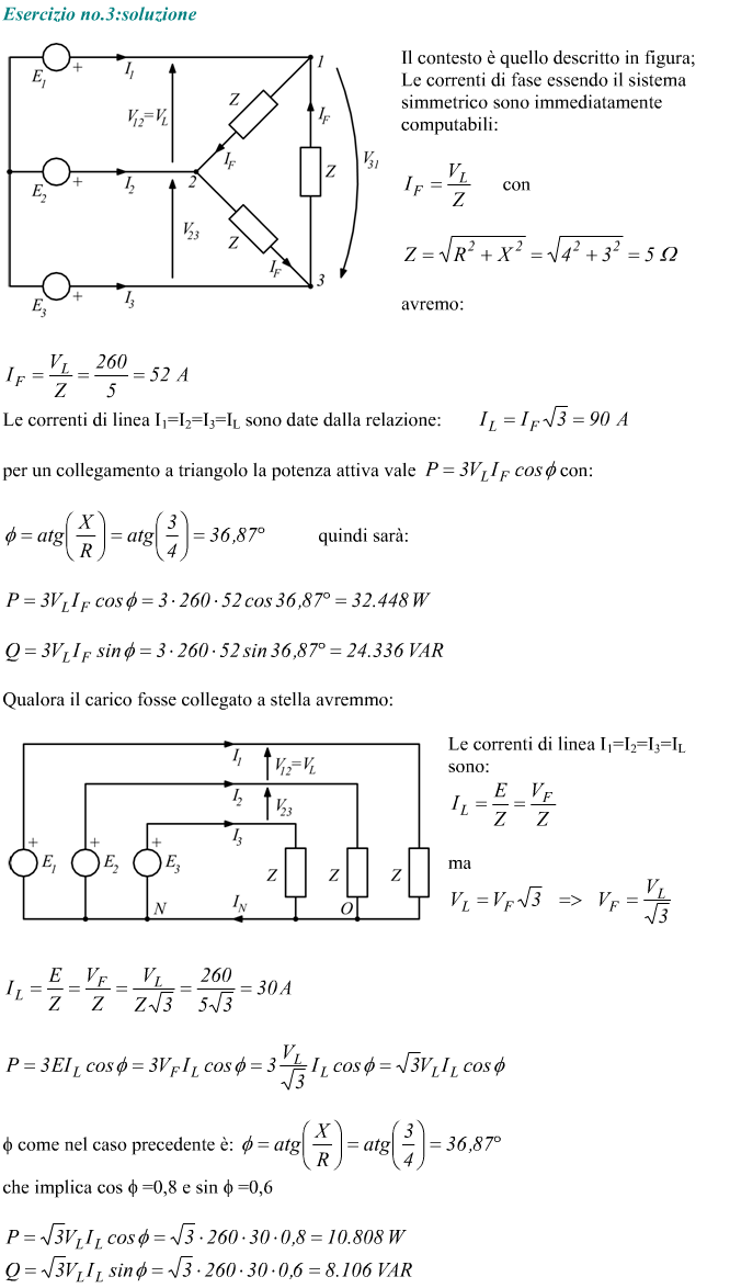 Potenza assorbita da un carico trifase a triangolo