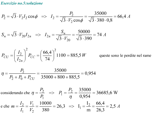 calcolo delle correnti di un trasformatore trifase