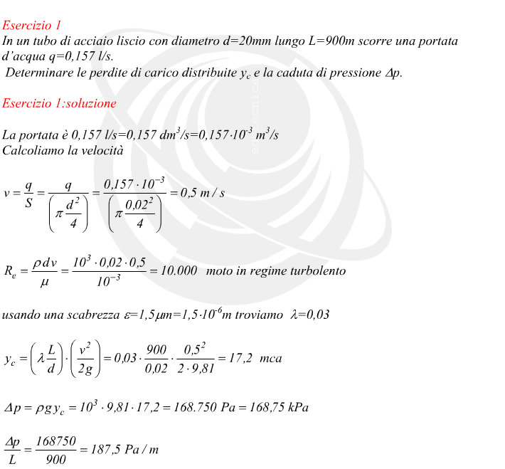 perdite di carico in una tubazione