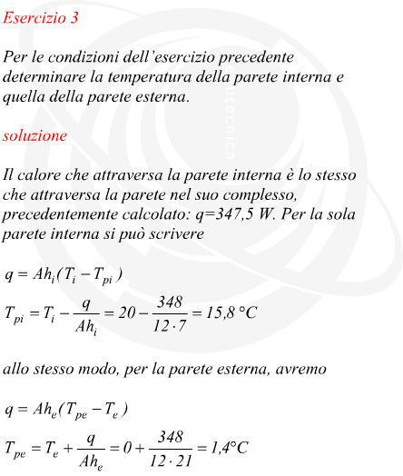 Temperature di una parete soggetta a trasferimento di calore per conduzione e convezione