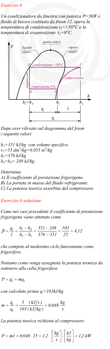 Condizionatore domestico portata del fluido refrigerante e potenza teorica