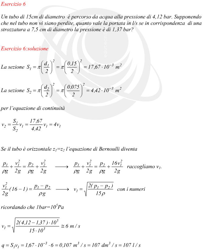portata di un fluido in un tubo conoscendo pressione e velocit