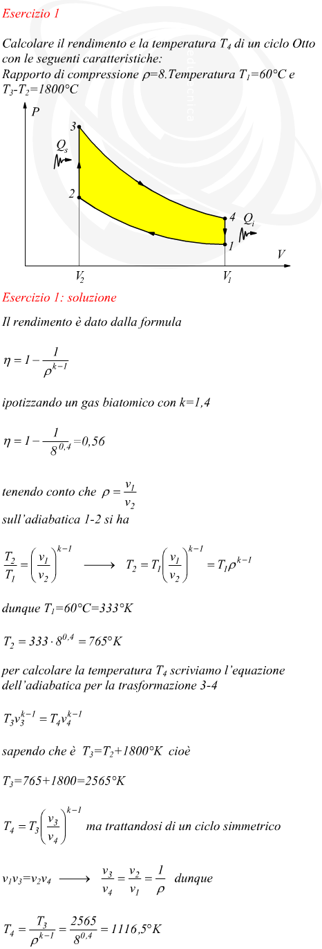 Rendimento e temperatura finale di un ciclo Otto