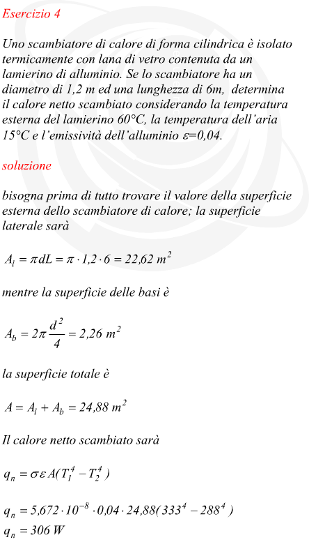 Calore netto scambiato da uno scambiatore di calore