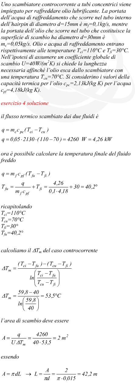 progetto di scambiatore di calore controcorrente