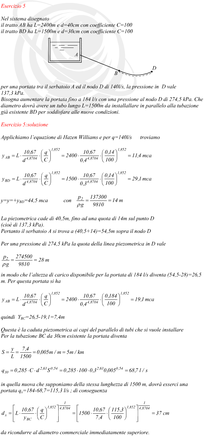 Sistema di tubazioni in serie ed in parallelo