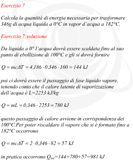 Energia necessaria per trasformare una massa di acqua liquida in vapore