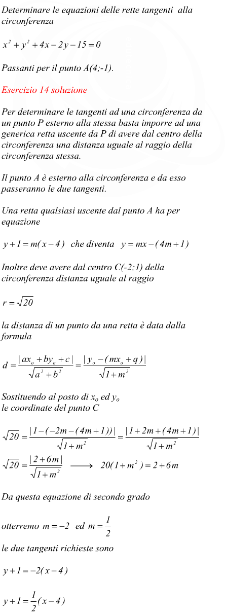 Determinare le equazioni delle rette tangenti  ad una circonferenza