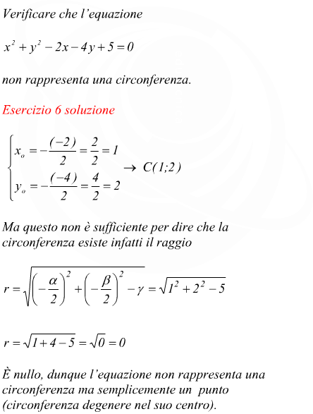 verificare se lequazione data  quella di una circonferenza