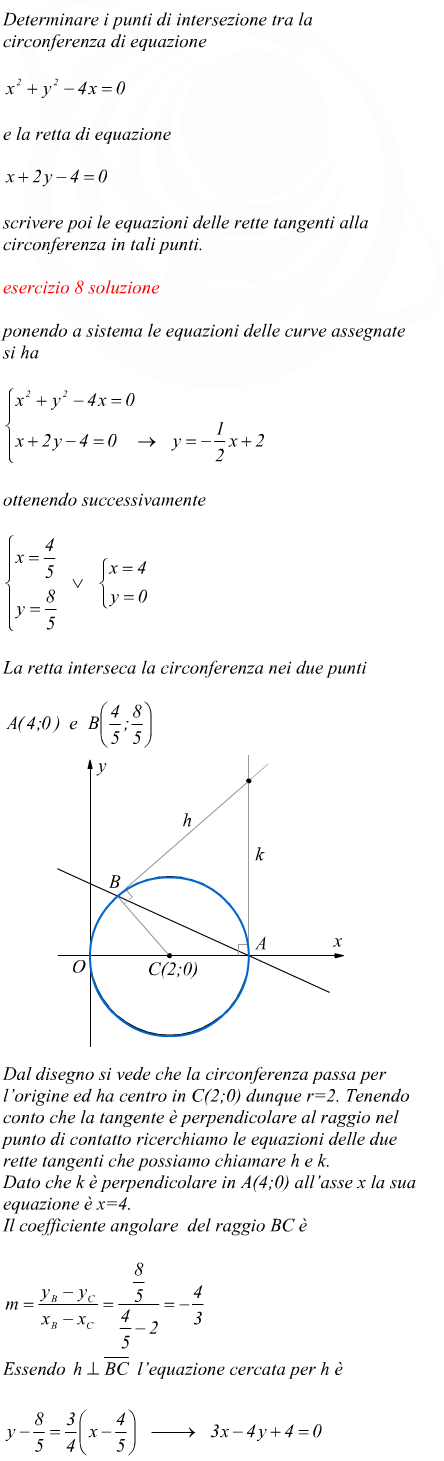 punti di intersezione tra retta e circonferenza