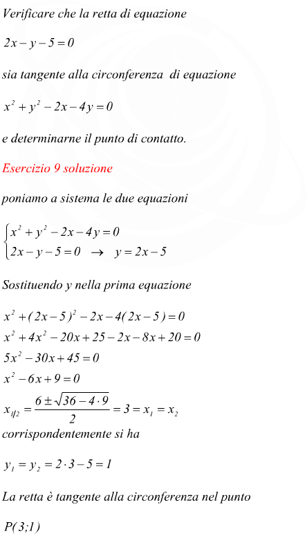 verificare se una retta  tangente ad una circonferenza