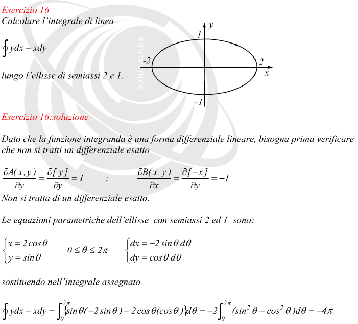 Integrale curvilineo lungo una ellisse