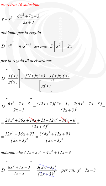 derivata della differenza di funzioni