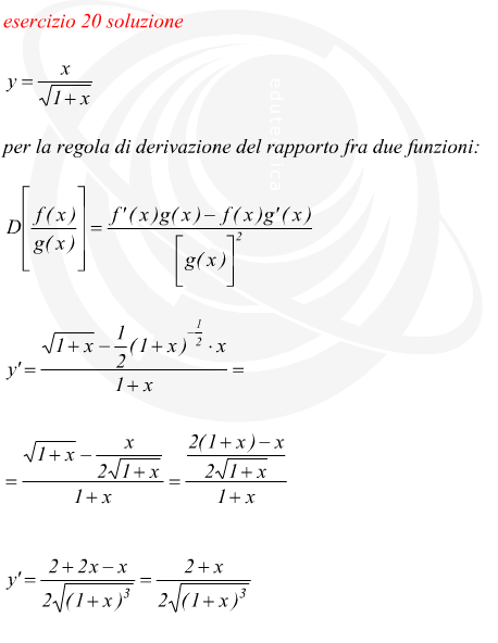 derivata del rapporto di funzioni
