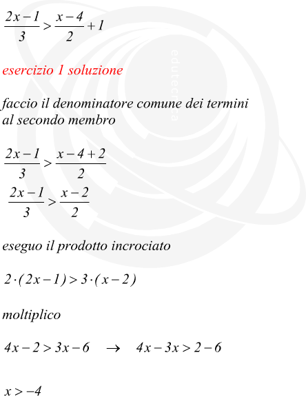 Esempio disequazione di primo grado ad una incognita