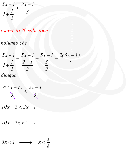 disequazione di primo grado con frazioni numeriche