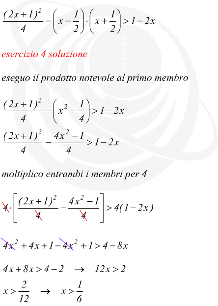 disequazione di primo grado ad una incognita svolta