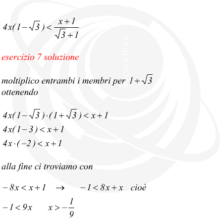 disequazione di primo grado numerica ad una incognita