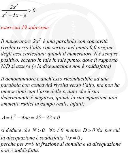 disequazione frazionaria risolta senza studio grafico