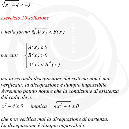 esempio di disequazione irrazionale impossibile