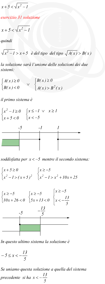 disequazione irrazionale unione delle soluzioni dei sistemi