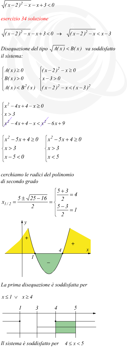 disequazione irrazionale con soluzione intervallo chiuso a sinistra e aperto a destra