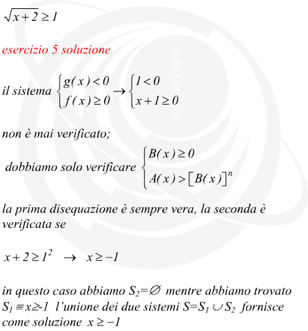 disequazione irrazionale indice di radice pari e verso della disuguaglianza maggiore o uguale a: >=