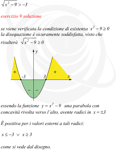 esempio di disequazione irrazionale con indice di radice pari e verso della disuguaglianza maggiore di: >  