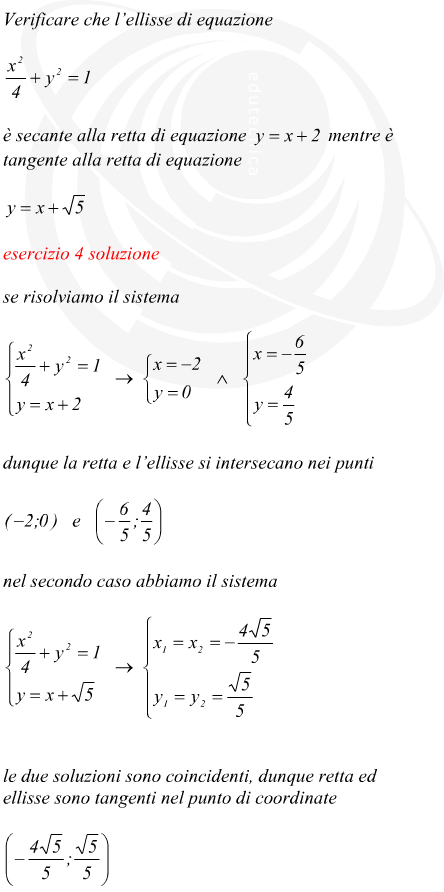 ellisse secante o tangente ad una retta