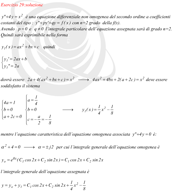 equazione differenziale non omogenea del secondo ordine