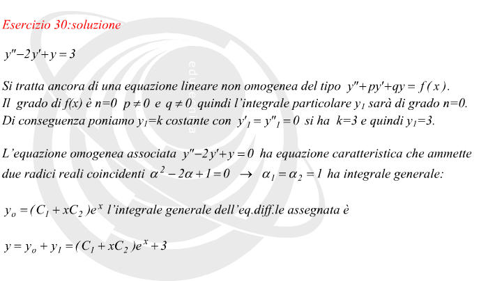 equazione differenziale non omogenea del secondo ordine