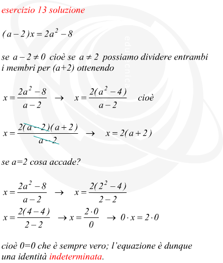 Equazione letterale intera con discussione