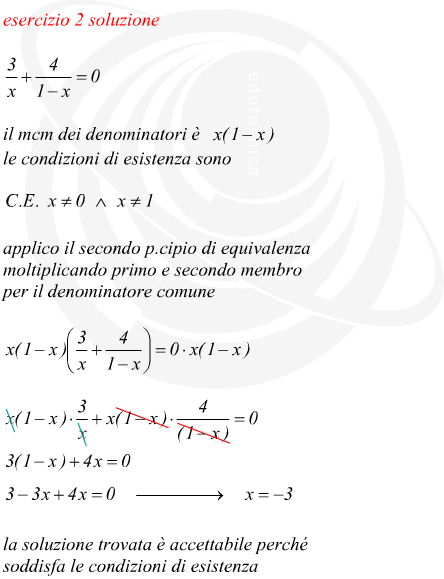 Esempio equazione numerica razionale