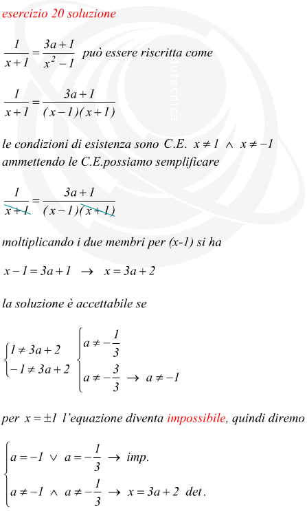 Equazione letterale fratta discussione dei risultati