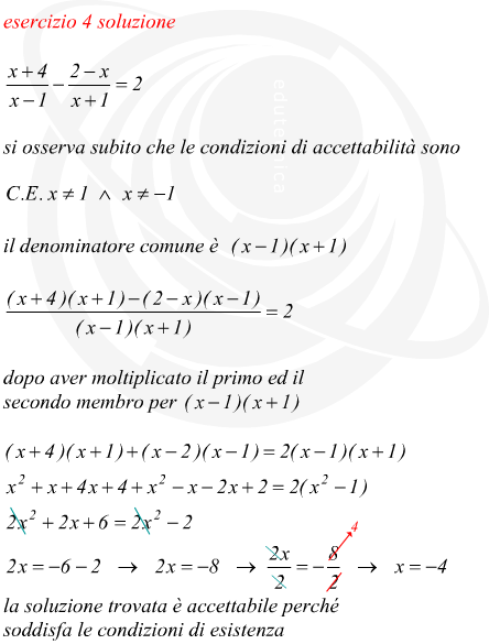 Esempio esercizio equazione numerica frazionale