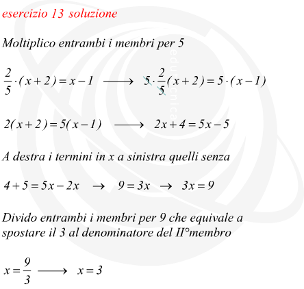 equazione numerica a coefficienti frazionari di primo grado