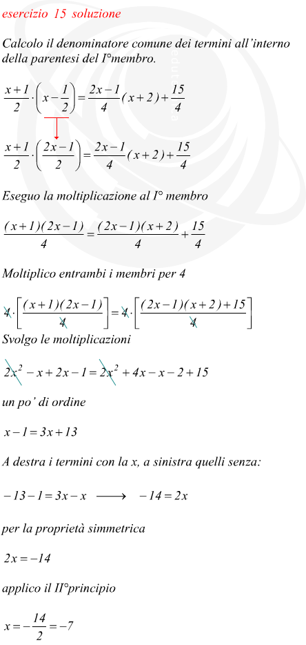 equazione numerica frazionaria ad una incognita