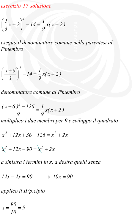 equazione frazionaria ad una incognita di primo grado