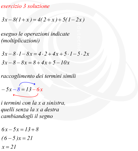 risolvi unequazione con il primo principio di equivalenza