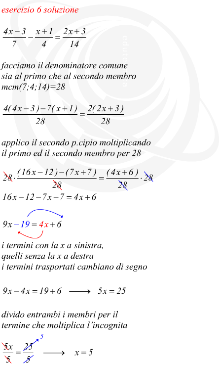 equazione numerica intera e principi di equivalenza